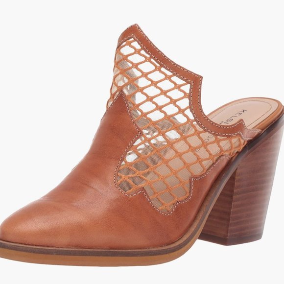 Kelsi Dagger Brooklyn Wolf Tan Leather Mules sz 7 - Picture 1 of 7